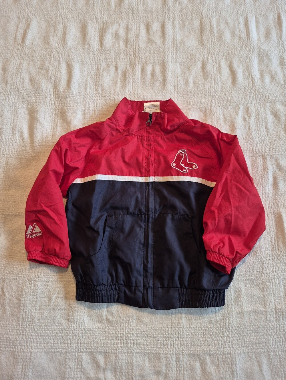 Majestic boys Boston Red Sox 18 months full zip windbreaker EUC sock design